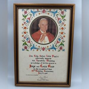 Pope John Paul II Large Signed Personal Blessing By Oscar Rizzato‎ Archbishop